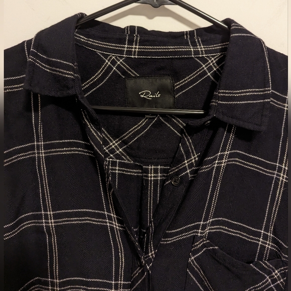Rails Hunter Plaid Pocket Button-Down Shirt Black silver size small - Picture 7 of 10